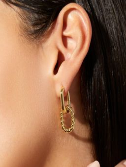 AQUASTREET - 14K Gold Plated Twisted Drop Earrings , Anti-Tarnish Copper Jewelry