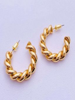 AQUASTREET - 14K Gold Plated Spiral Hoop Earrings, Anti-Tarnish Copper Jewelry