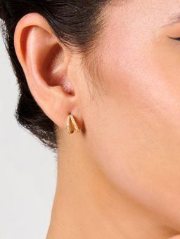 AQUASTREET - 14K Gold Plated Double Half Hoops with Zircons, Anti-Tarnish Copper Jewelry