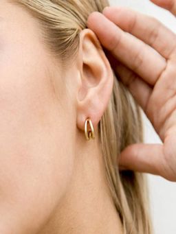 AQUASTREET - 14K Gold Plated Small Double Half-Hoops, Anti-Tarnish Copper Jewelry