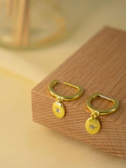 AQUASTREET - 14K Gold Plated Hoops with Star Drops, Anti-Tarnish Copper Jewelry