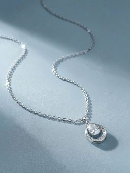 Palmonas - Graceful Dual Pear Drop 925 Sterling Silver Necklace for Women