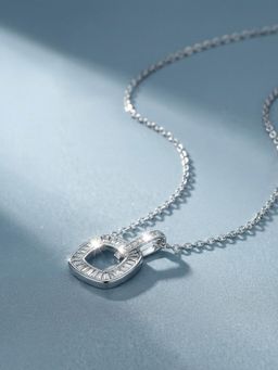 Palmonas - Sparkling Square Frame 925 Sterling Silver Necklace for Women