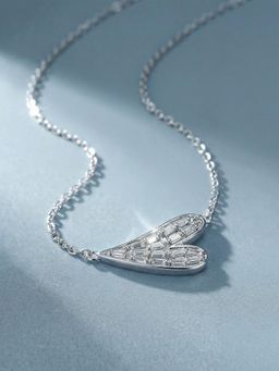 Palmonas - Curved Heart Bar 925 Sterling Silver Necklace for Women