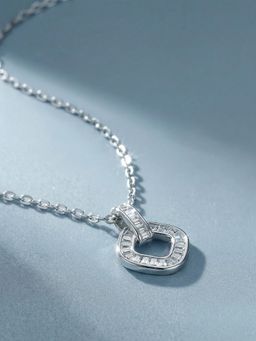 Palmonas - Halo Square Frame 925 Sterling Silver Necklace for Women