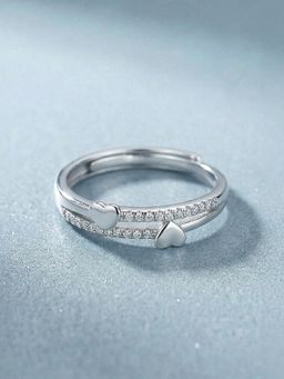 Palmonas - Dual Heart Sparkline 925 Sterling Silver Ring for Women