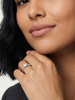 Palmonas - Textured Solitaire 925 Sterling Silver Ring for Women