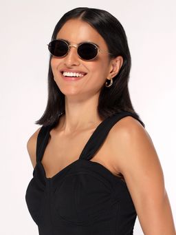 HASHTAG EYEWEAR - Women Oval Black Sunglass-HTMS-1524762-C1 (39)