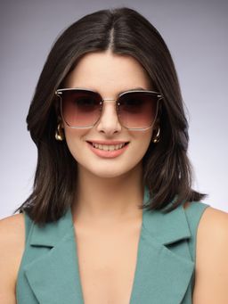 HASHTAG EYEWEAR - Women Square Brown Sunglass-SEVA-21807-C27 (54)