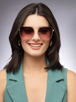 HASHTAG EYEWEAR - Women Oversized Brown Sunglass-SEVA-5G21-PNK (52)