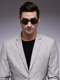 HASHTAG EYEWEAR - Men Round Black Sunglass-Sewa-Tr28019-Blk (54)