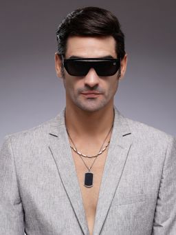 HASHTAG EYEWEAR - Men Rectangle Black Sunglass-Sewa-Zs98258-Blk.Gld (46)