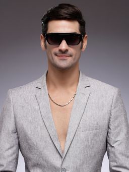 HASHTAG EYEWEAR - Men Rectangle Black Sunglass-Sewa-Zs98258-Blk.Sil (46)