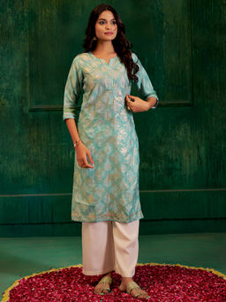 Jaipur Kurti - Green Bandhej Printed Modal Muslin Kurta