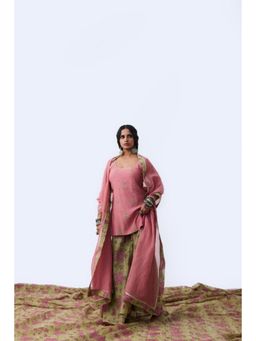 PANTS AND PAJAMAS - Pant AND PAJAMAS Women Chanderi Pink Kurta with Sharara