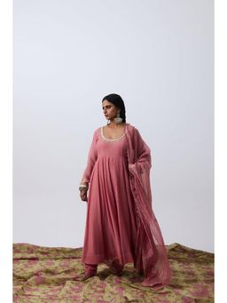 PANTS AND PAJAMAS - Pant AND PAJAMAS Women Chanderi Pink Kurta with Churidar and Dupatta
