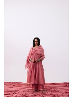 PANTS AND PAJAMAS - Pant AND PAJAMAS Women Cotton Silk Pink Kurta with Pant and Dupatta