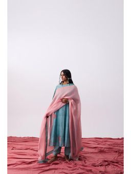 PANTS AND PAJAMAS - Pant AND PAJAMAS Women Cotton Silk Blue Kurta with Pant and Dupatta