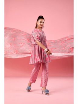 Karaj Jaipur - Women Crepe Mauve Top with Pant