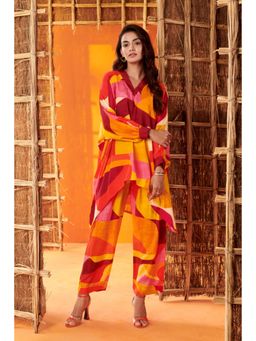 Karaj Jaipur - Women Muslin Multi-Color Tunic with Pant