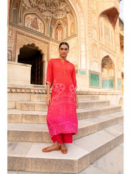 Karaj Jaipur - Women Muslin Orange Kurta with Palazzo