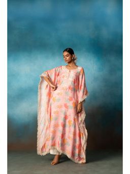Karaj Jaipur - Women Muslin Pink Kaftan with Pant