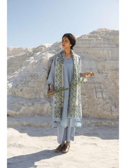 Karaj Jaipur - Women Chanderi Blue Kurta with Palazzo and Dupatta