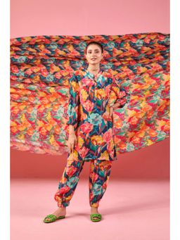 Karaj Jaipur - Women Crepe Multi-Color Kurta with Pant