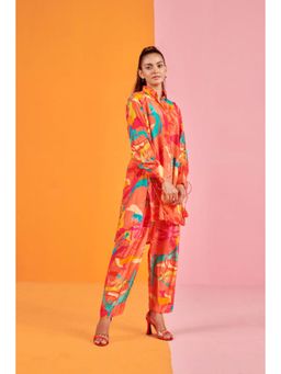 Karaj Jaipur - Women Crepe Peach Kurti with Pant