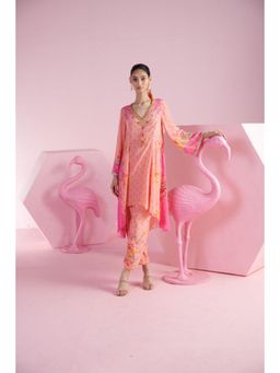 MANDIRA WIRK - Women Crepe Peach Kurta with Pant