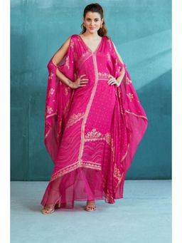 MANDIRA WIRK - Women Chiffon Pink Kurta with Pant and Cape