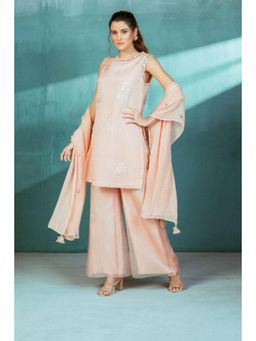 MANDIRA WIRK - Women Chanderi Pink Kurta with Palazzo and Dupatta