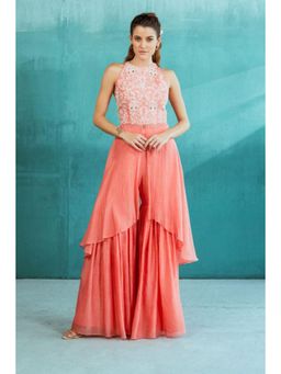 MANDIRA WIRK - Women Chanderi Pink Top with Sharara