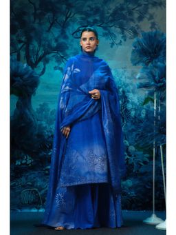 MANDIRA WIRK - Women Chanderi Blue Kurta with Palazzo and Dupatta