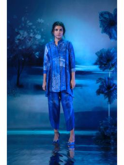MANDIRA WIRK - Women Chanderi Indigo Tunic with Pant