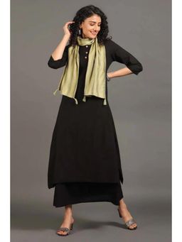 OMAANA - Women Pure Cotton Black Kurta with Maxi Inner