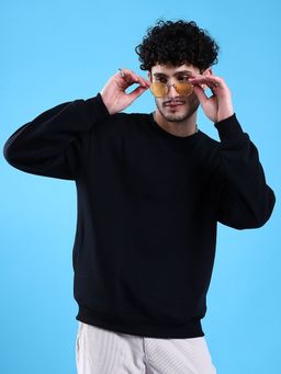 The Indian Garage Co - Men Black Solid Oversized Fit Sweatshirt