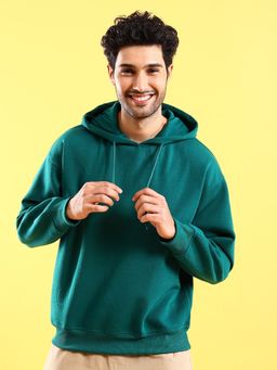 The Indian Garage Co - Men Teal Solid Regular Fit Hoodie