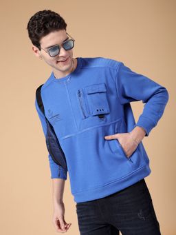 The Indian Garage Co - Men Blue Solid Regular Fit Sweatshirt