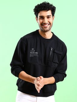 The Indian Garage Co - Men Black Solid Regular Fit Sweatshirt