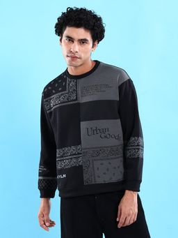 The Indian Garage Co - Men Black Printed Relaxed Fit Sweatshirt