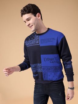 The Indian Garage Co - Men Blue Printed Relaxed Fit Sweatshirt