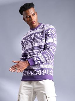 The Indian Garage Co - Men Purple Printed Regular Fit Sweatshirt