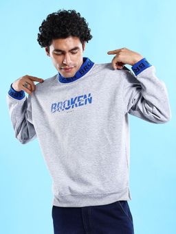 The Indian Garage Co - Men Blue Printed Oversized Fit Sweatshirt