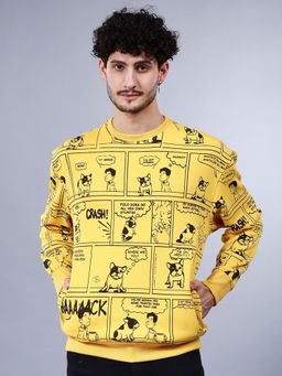 The Indian Garage Co - Men Yellow Printed Oversized Fit Sweatshirt