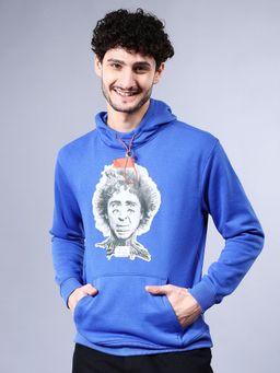 The Indian Garage Co - Men Blue Printed Relaxed Fit Hoodie