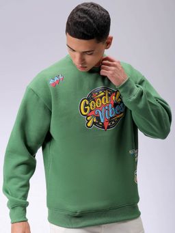 The Indian Garage Co - Men Green Printed Oversized Fit Sweatshirt