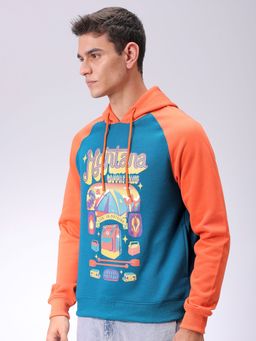The Indian Garage Co - Men Orange Printed Regular Fit Hoodie
