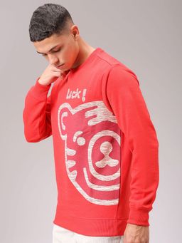 The Indian Garage Co - Men Red Printed Regular Fit Sweatshirt