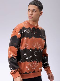 The Indian Garage Co - Men Rust Colorblock Oversized Fit Sweatshirt